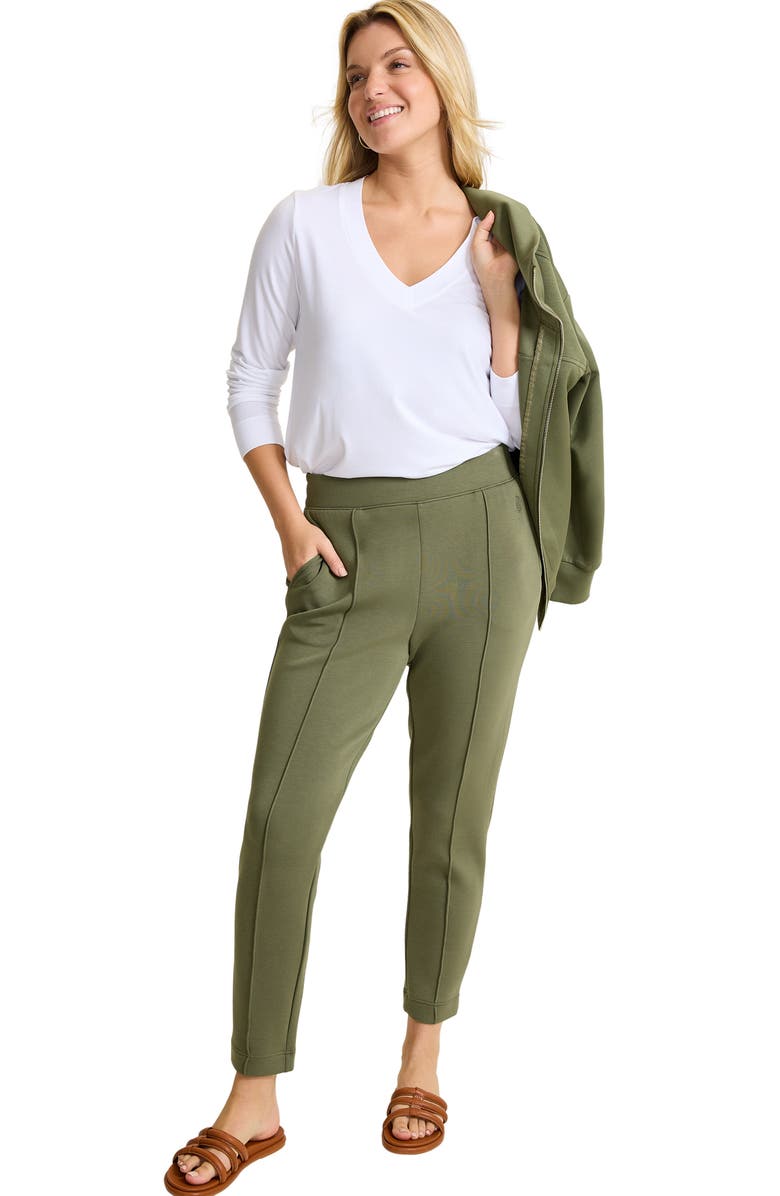 Tommy Bahama Palm Voyage Pintuck Pleat Knit Pants, Alternate, color, Beetle Green