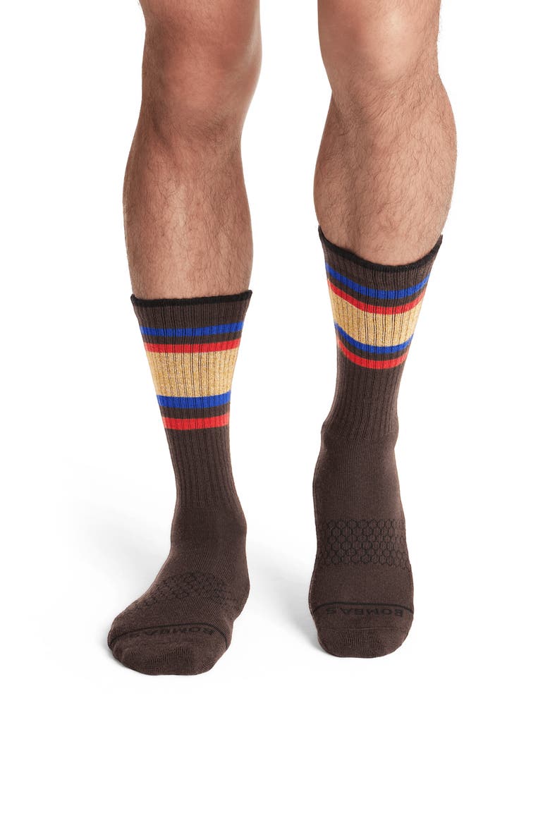 Multistripe Marl Wool Blend Crew Socks, Alternate, color, ESPRESSO
