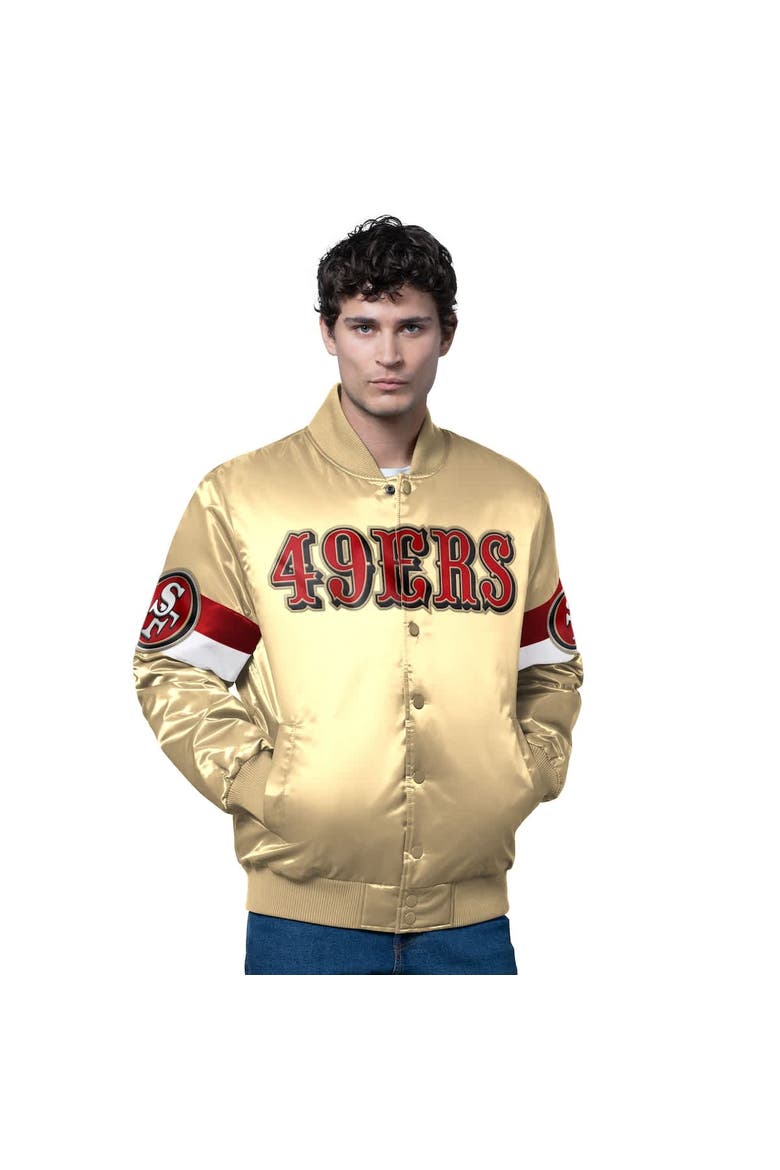 Men's Starter Gold San Francisco 49ers Triple Option Full-Snap Varsity Jacket, Main, color, Gold