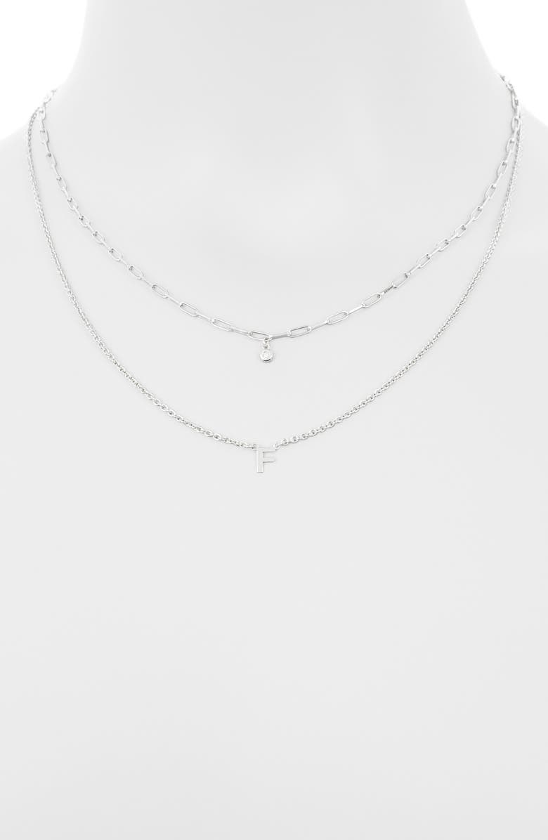 MESHMERISE Diamond Initial Charm Necklace, Alternate, color, White-F