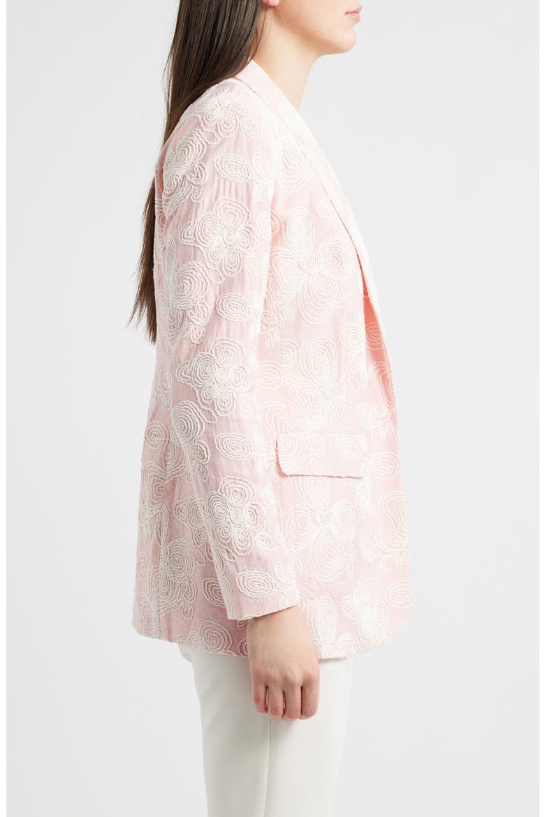 Floral Embroidered Open Front Shawl Collar Blazer, Alternate, color, ROSE WATER/WHITE DOVE