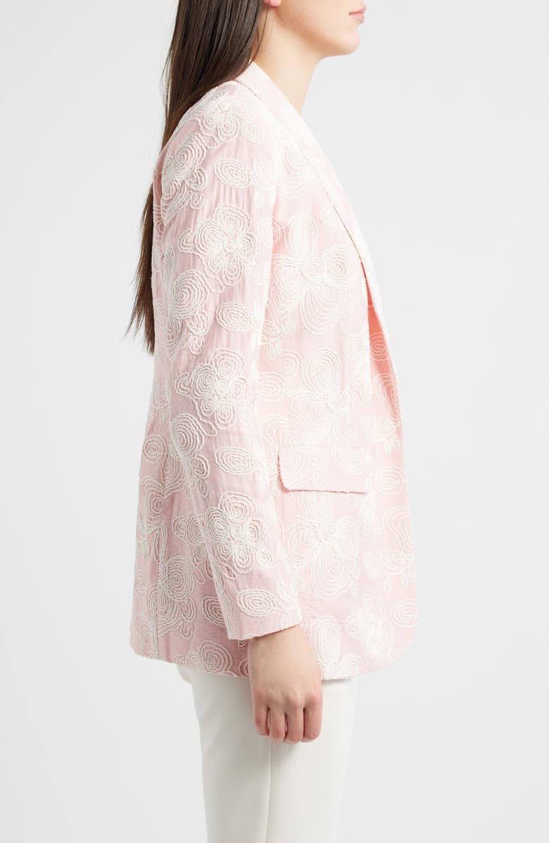 Anne Klein Floral Embroidered Open Front Shawl Collar Blazer, Alternate, color, Rose Water / White Dove