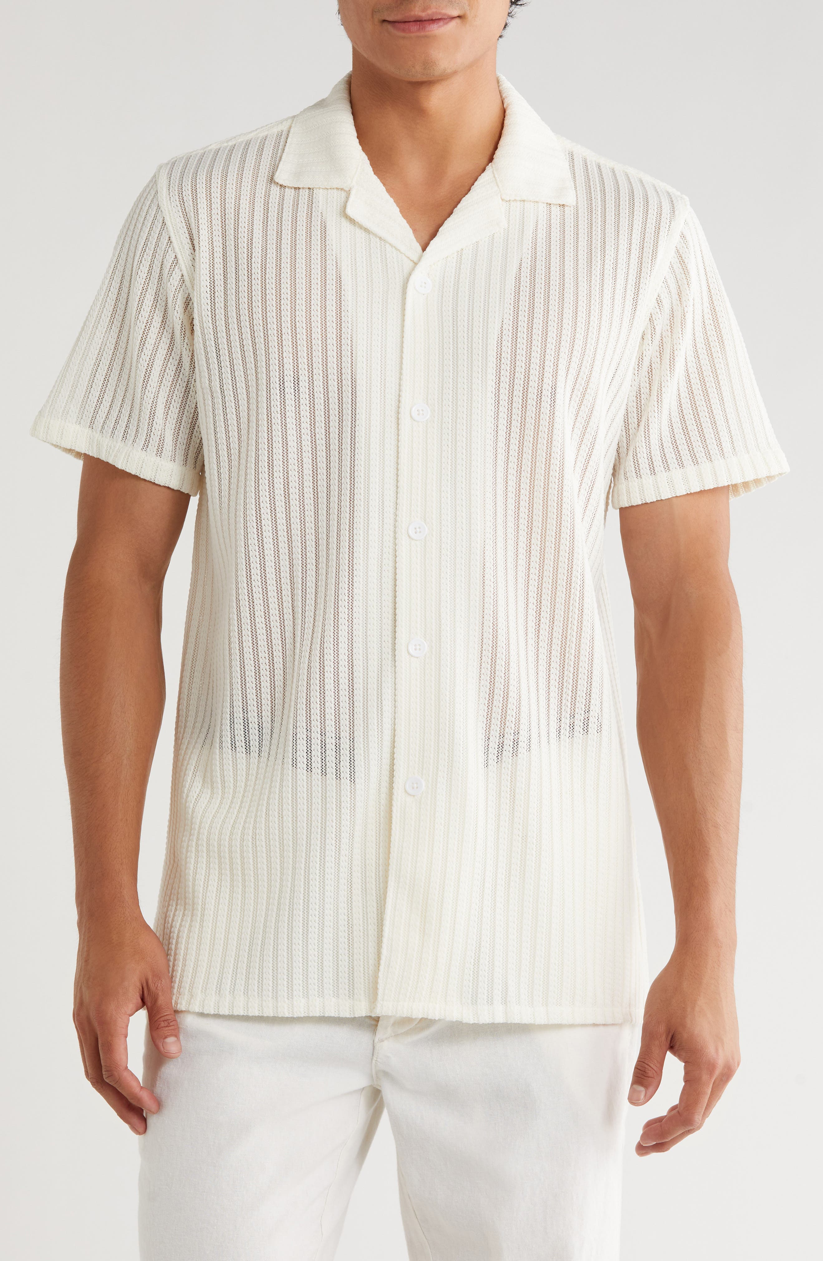 Textured Stripe Button-Up Shirt - image 3