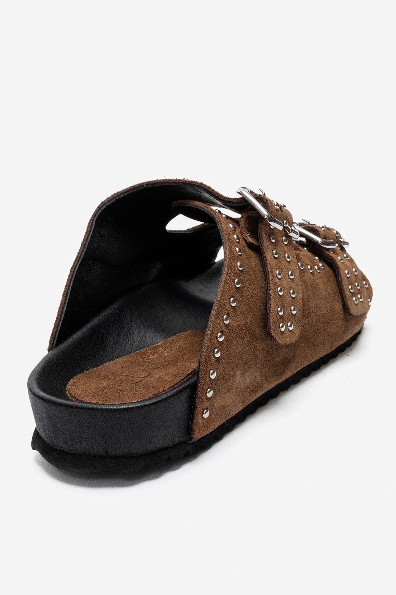 Avenelle Leather Double Band Sandal, Alternate, color, Cognac Suede