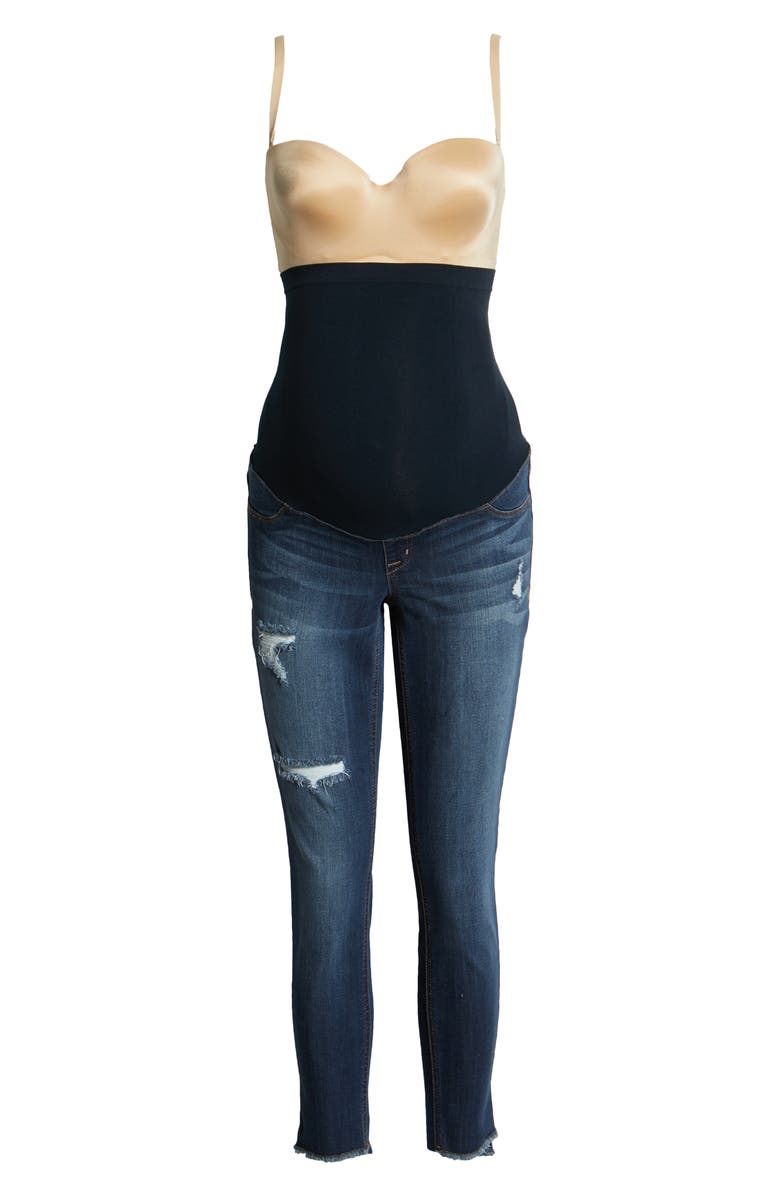 1822 Denim Maternity Distressed Step Hem Skinny Jeans, Alternate, color, 