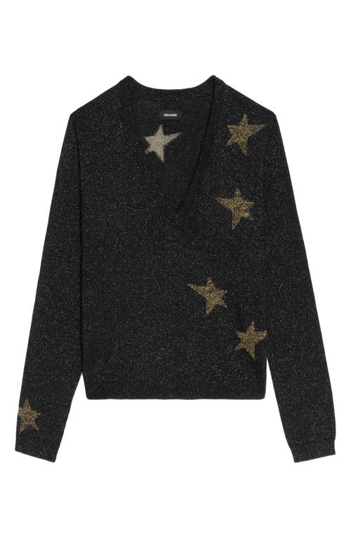 Zadig & Voltaire Rivy Stars Metallic Wool Blend Sweater In Black