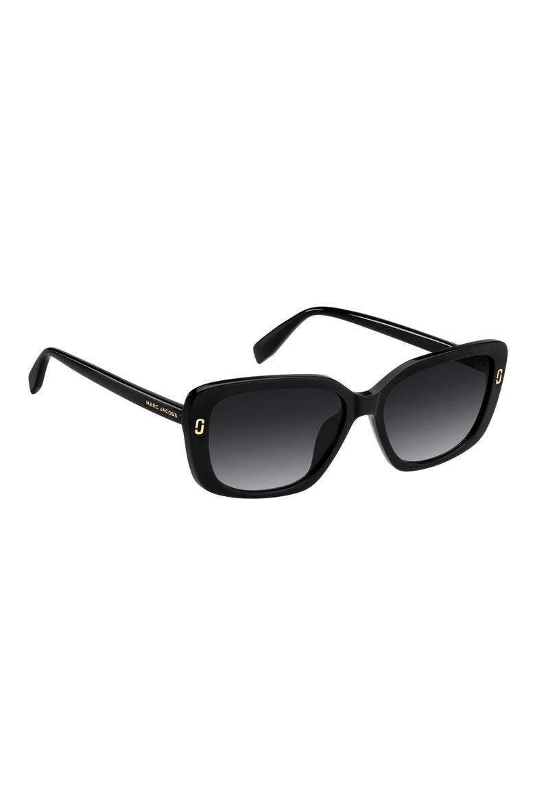57mm Gradient Rectangular Sunglasses, Alternate, color, BLACK/ DARK GREY SF