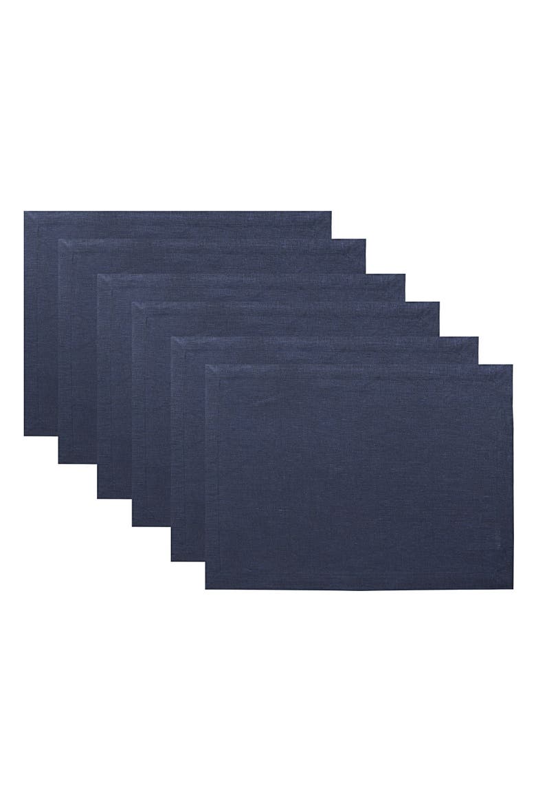 Linen Placemats Set of 4, 14 x 19" - Fete, Main, color, Navy