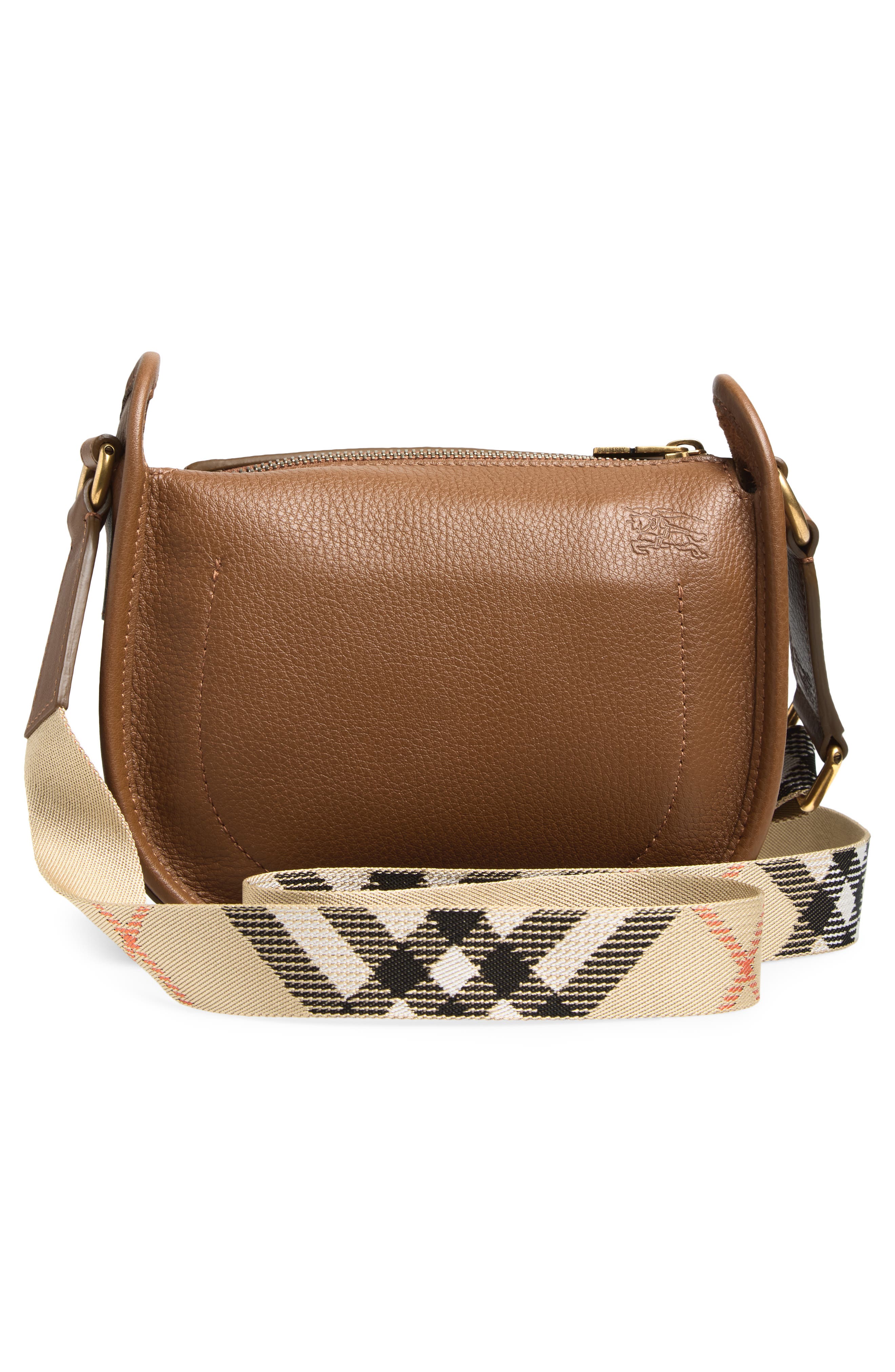 Burberry Mini B Clip Messenger Bag, Alternate, color, Hazel