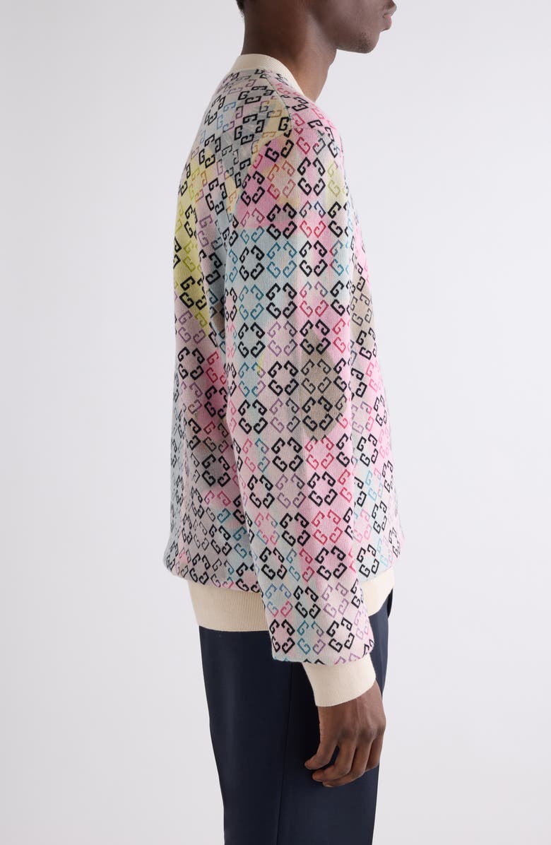 Givenchy Monogram 72 Jacquard Crewneck Sweater, Alternate, color, Pink Multicolored