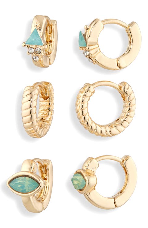 Set of 3 Opaline Crystal Huggie Hoop Earrings