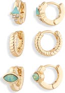 NORDSTROM RACK Set of 3 Opaline Crystal Huggie Hoop Earrings