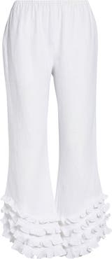 POSSE Florence Ruffle Detail Crop Linen Pants