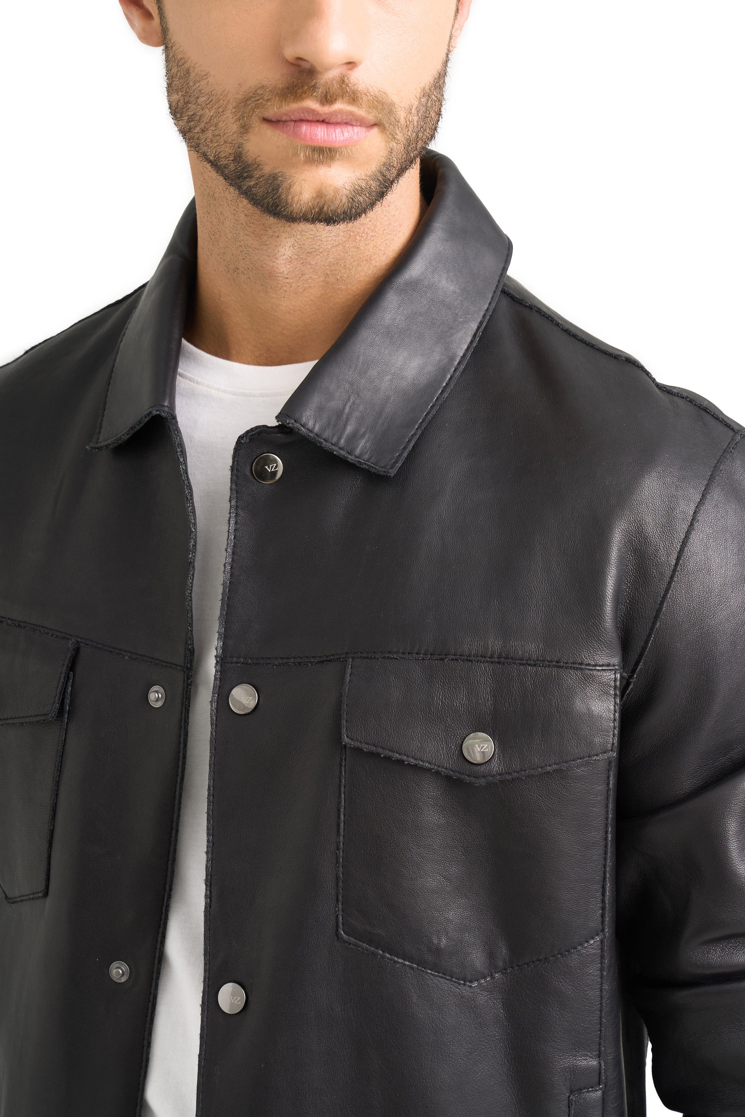 Lucca leather jacket for men trucker silhouette - image 2