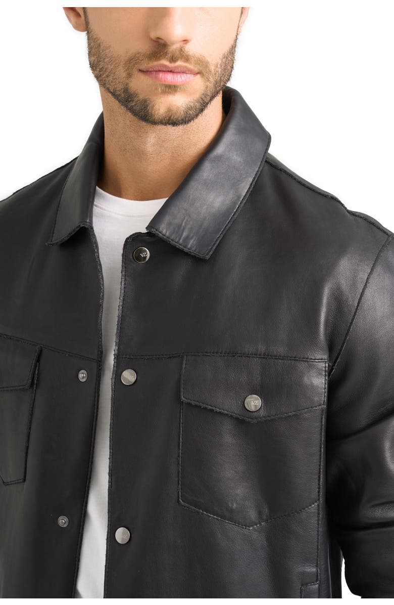 Velez Lucca leather jacket for men trucker silhouette, Alternate, color, Black