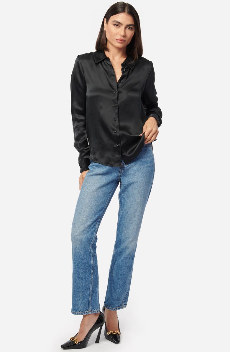 CAMI NYC Crosby Silk Charmeuse Button-Up Shirt, Alternate, color, Black