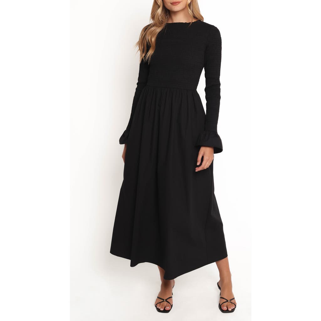 Petal And Pup Petal & Pup Mairead Long Sleeve Cotton Maxi Dress In Black