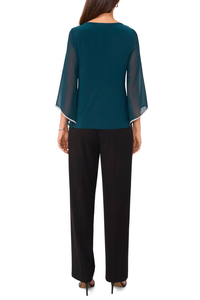 Rhinestoe Keyhole Chiffon Sleeve Top, Alternate, color, JASPER GREEN