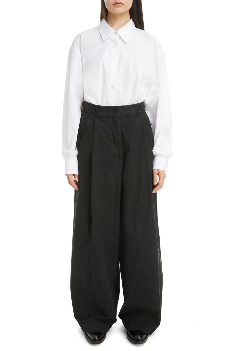 Dries Van Noten Podium Pleated Wide Leg Cotton Pants, Alternate, color,