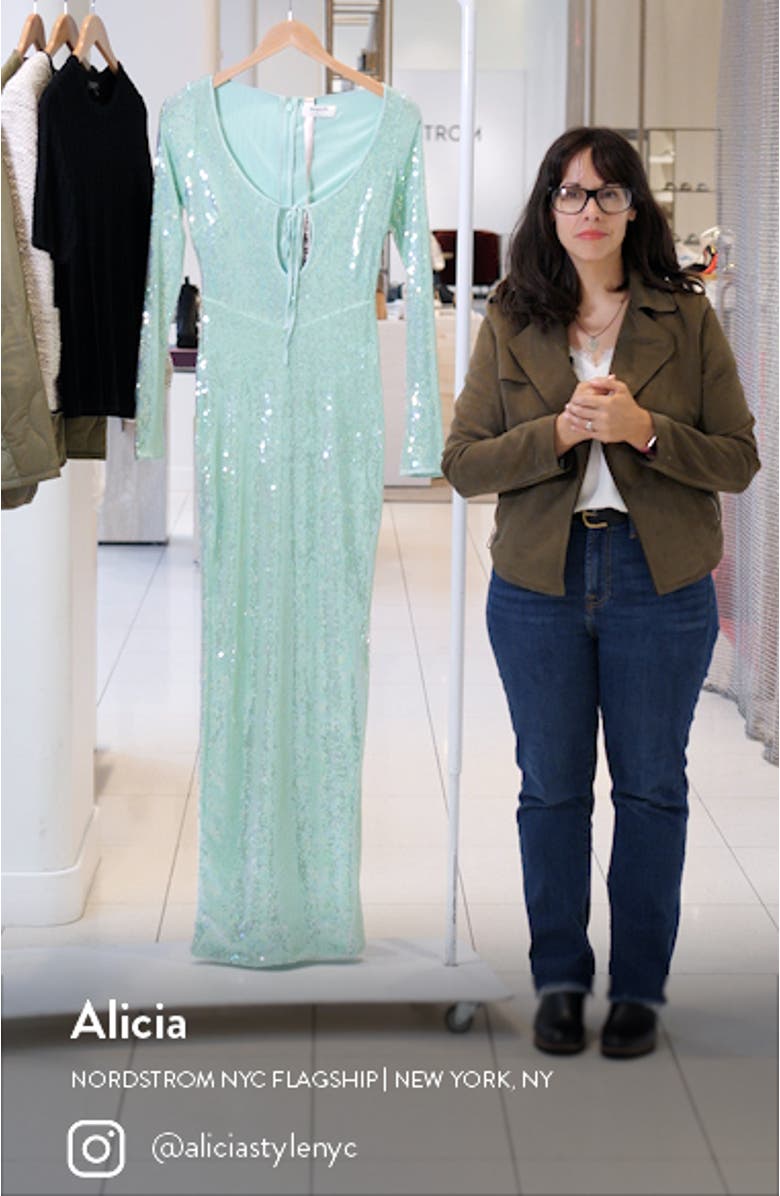 Titania Sequin Long Sleeve Gown, sales video thumbnail