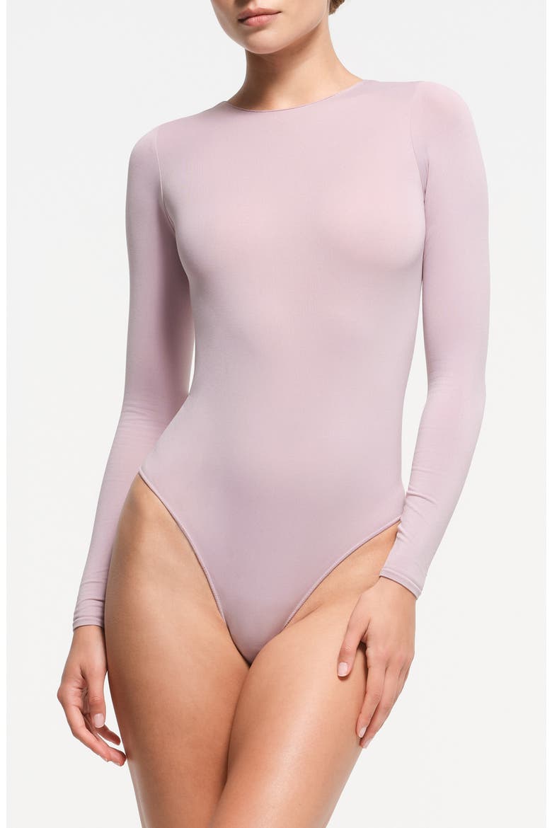 Essential Bodysuits Crewneck Long Sleeve Bodysuit, Main, color, DUSK