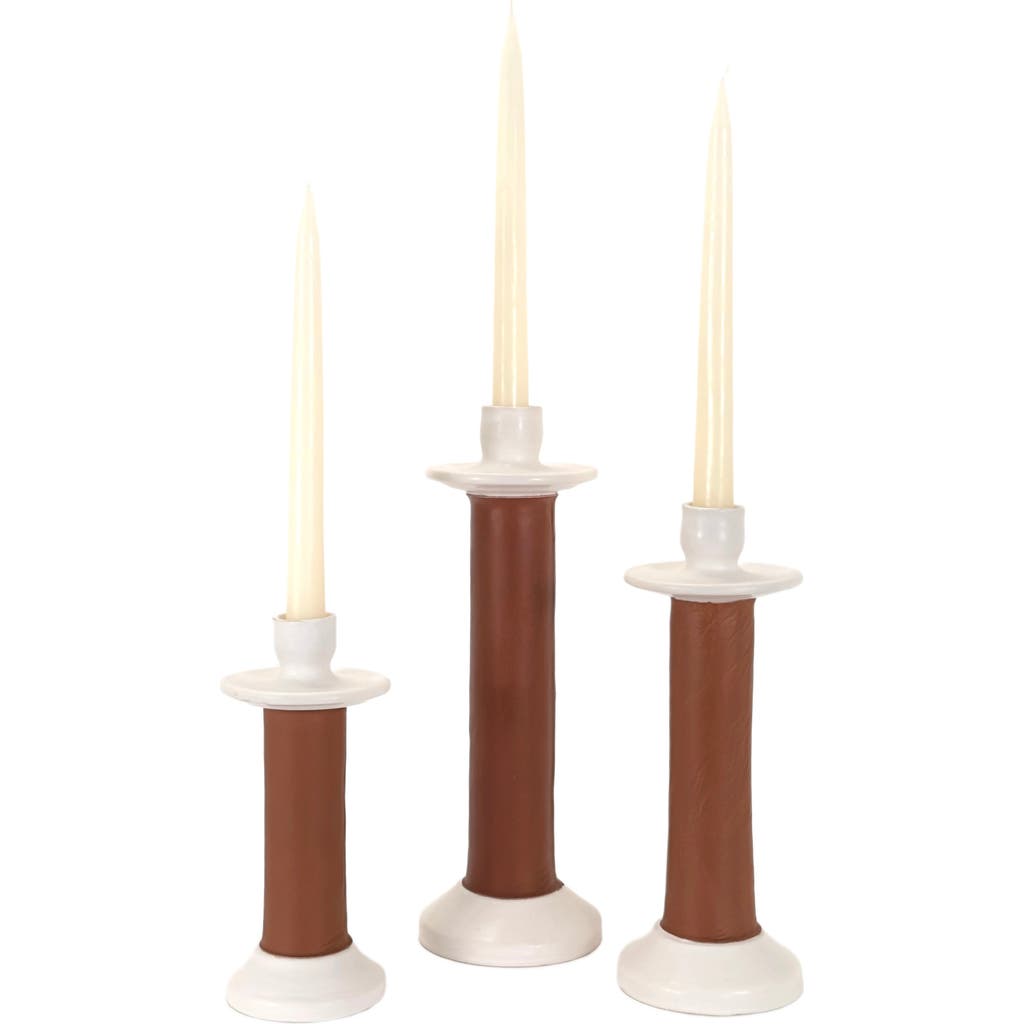 Alcantara Frederic Leather Wrapped Candle Holder in White  product