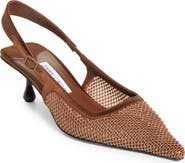 Jimmy Choo Amel Crystal Mesh Kitten Heel Slingback Pump