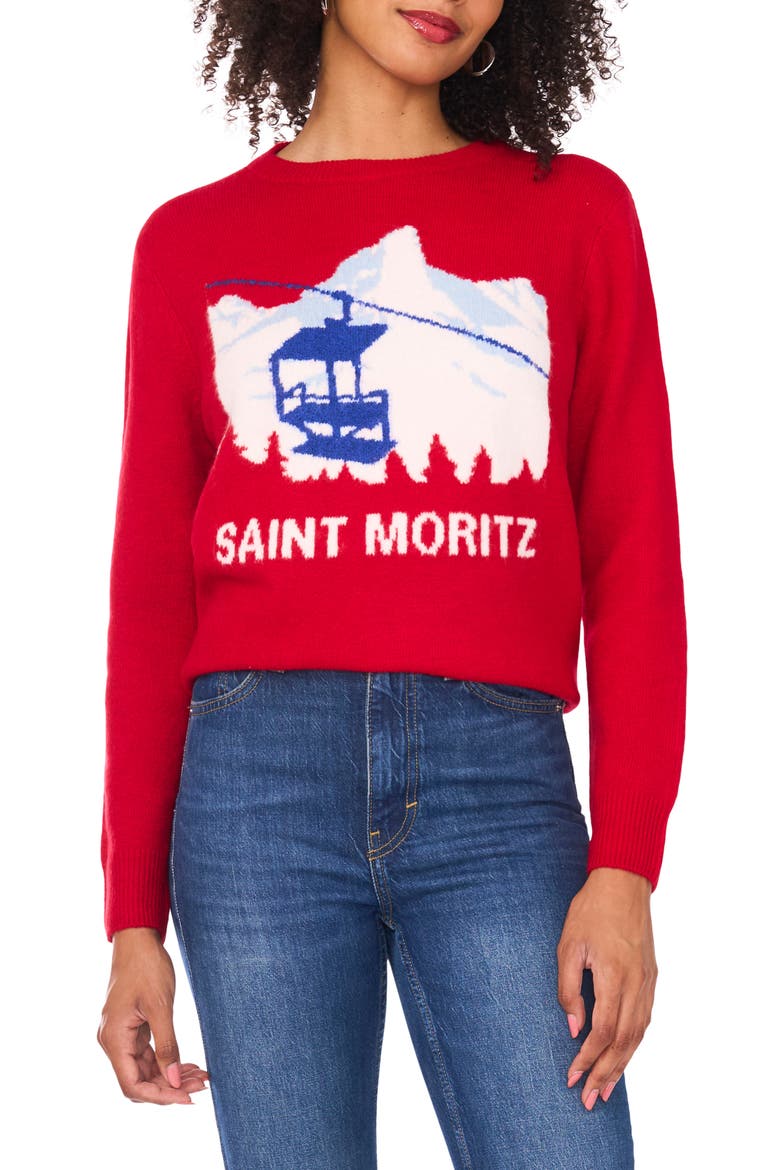 Saint Moritz Crewneck Sweater, Main, color, GLAMOUR RED