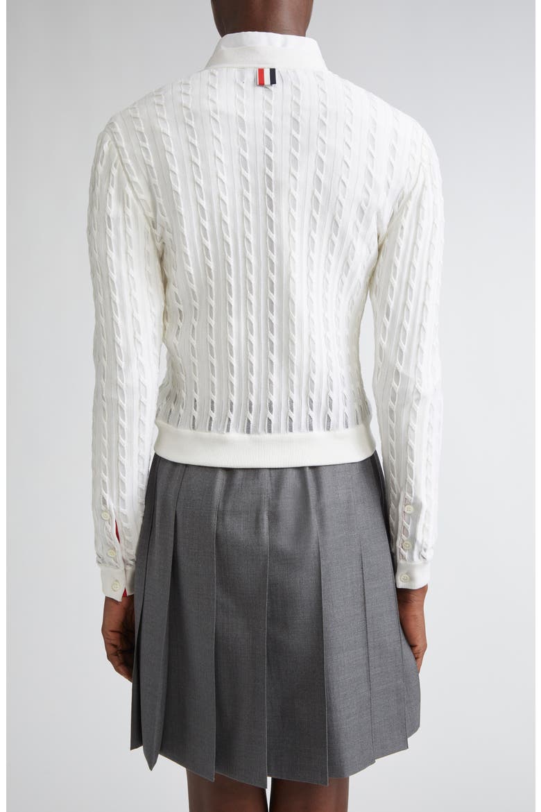 Semisheer Baby Cable Knit Cardigan, Alternate, color, WHITE