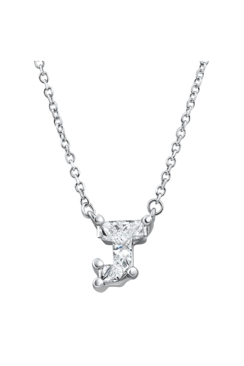 Diamond "J" Initial Pendant 18" Necklace 14K Gold Lab Grown, Main, color, 14k White Gold