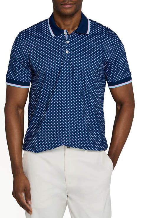 Slim Fit Square Dot Short Sleeve Polo