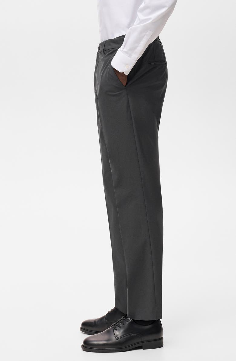 MANGO Slim Fit Thermolite<sup
®</sup
 Flat Front Pants, Alternate, color, Dark Green Grey