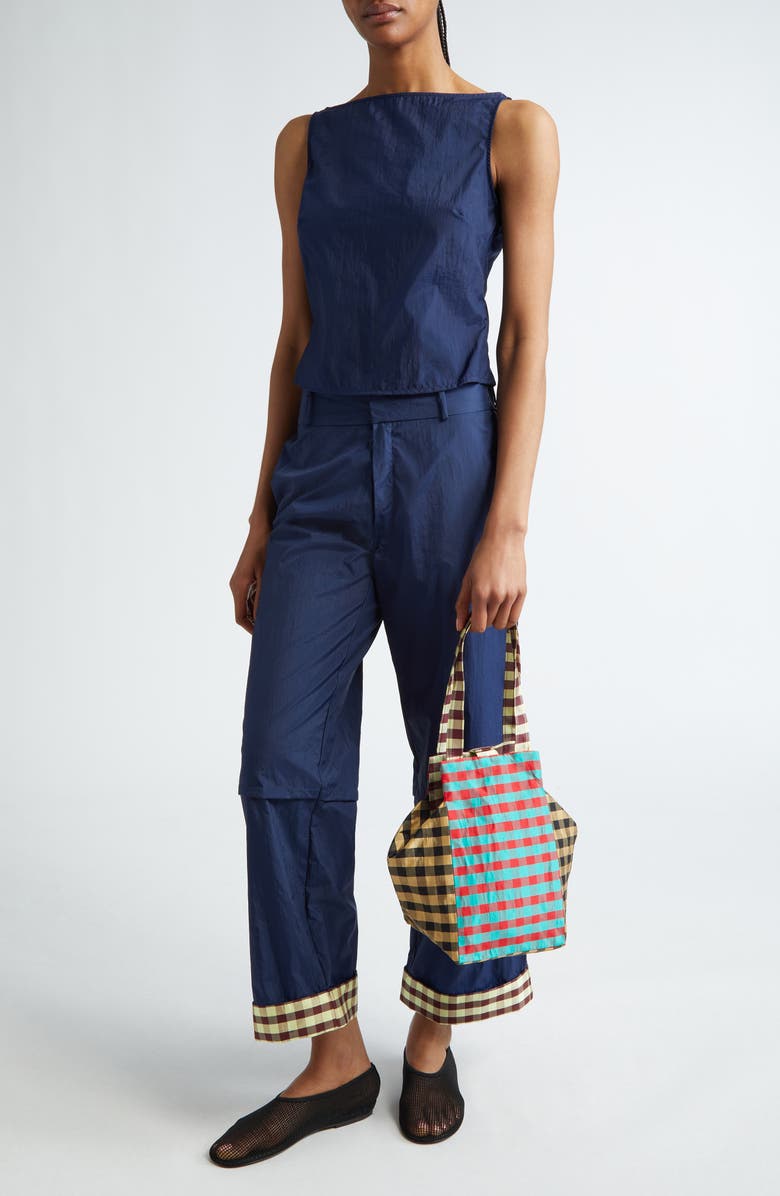 COMING OF AGE Crinkle Nylon Boat Neck Top, Alternate, color,