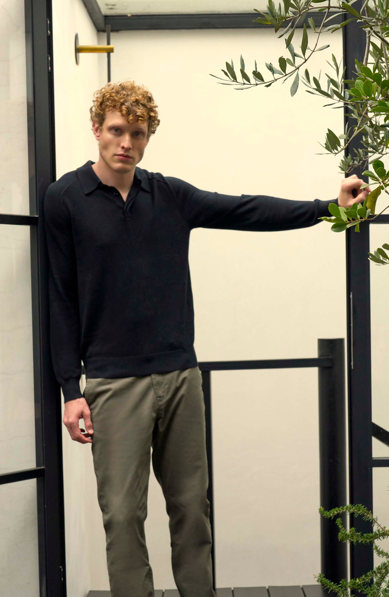 Italic Christopher Featherlight Long Sleeve Polo Shirt, Alternate, color,