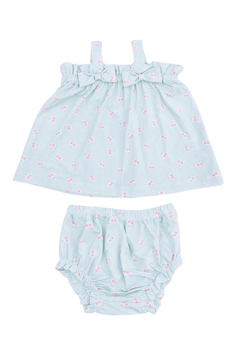 Tiny Cherry Stripe Dress & Bloomers Set, Main, color, BLUE