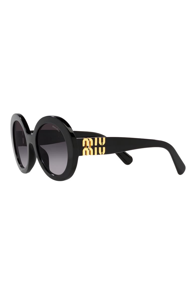 55mm Round Sunglasses, Alternate, color, BLACK