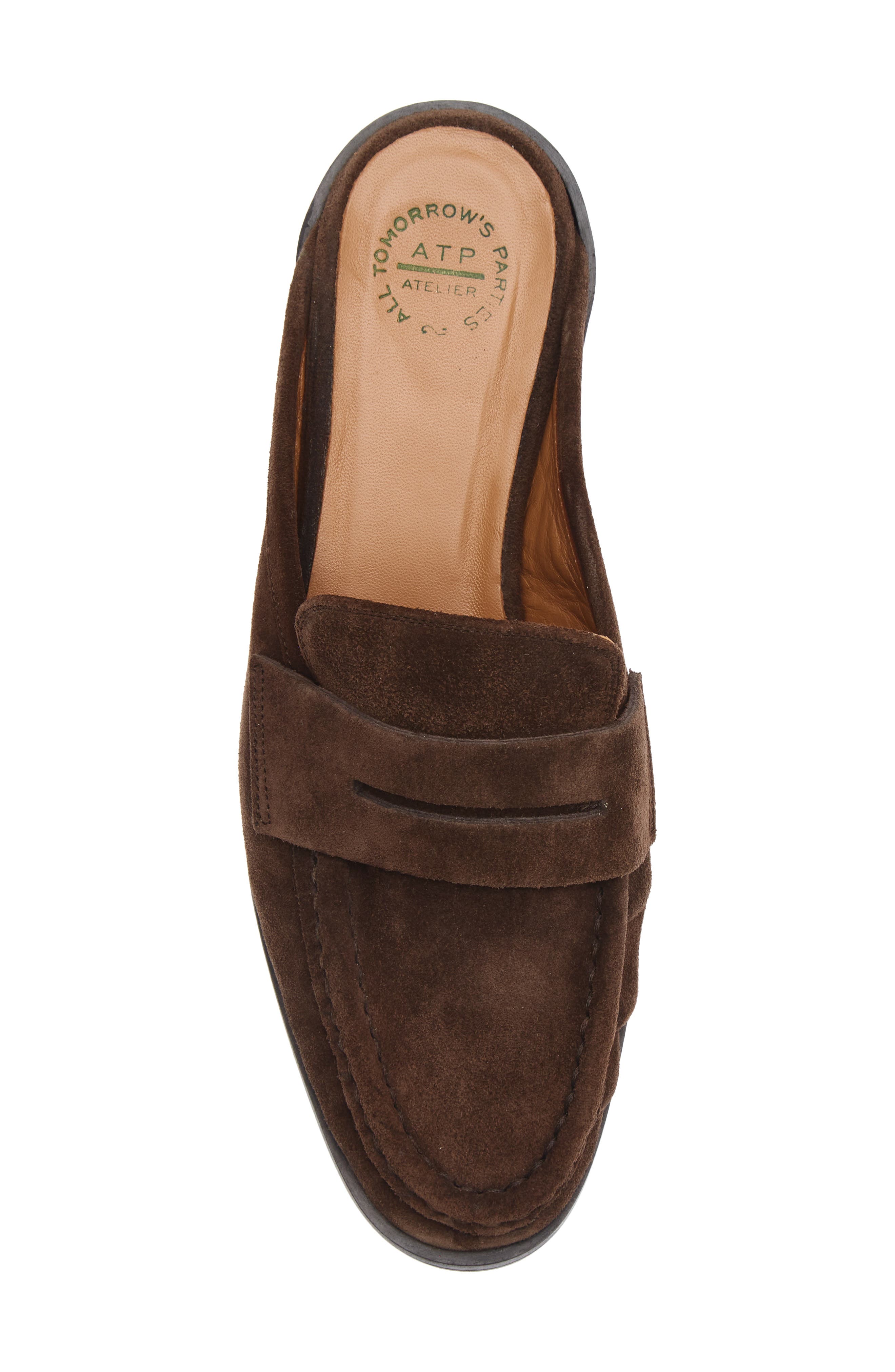 Capriana Leather Flat Mule, Alternate, color, WALNUT SUEDE