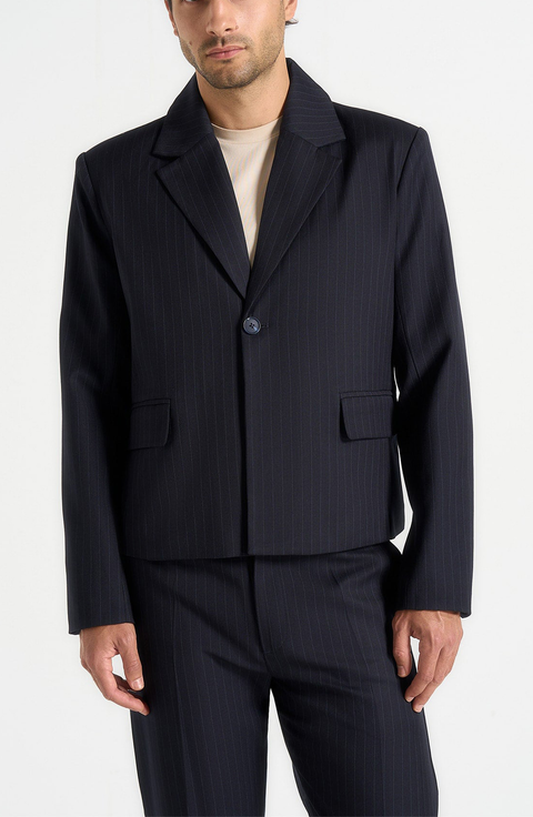 Silas Pinstriped Tailored Cropped Blazer