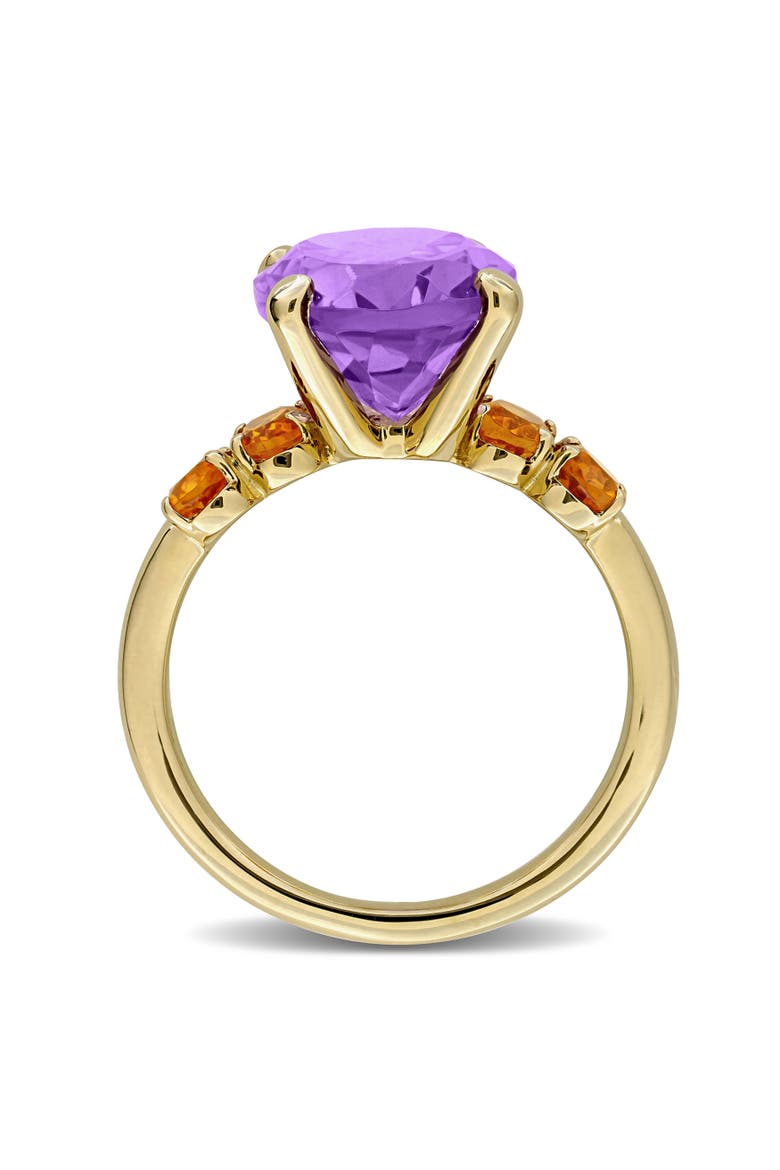 Gemstone Oval 5-Stone Ring Sterling Silver, Alternate, color, Amethyst/Citrine
