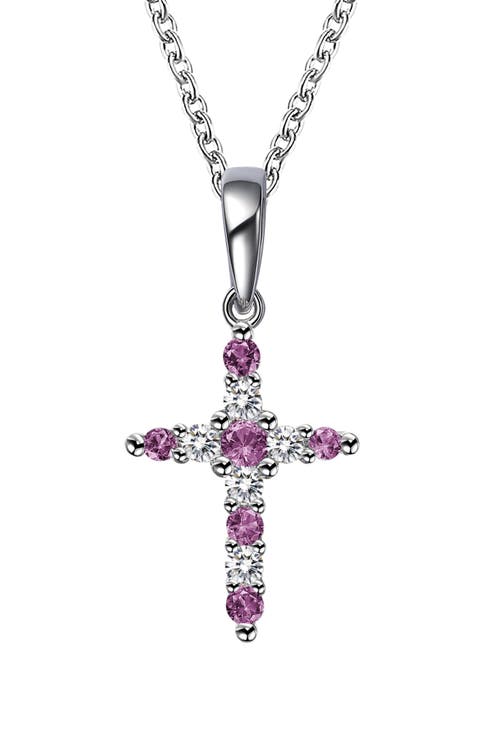 Birthstone Cross Pendant Necklace