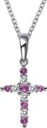 Lafonn Birthstone Cross Pendant Necklace