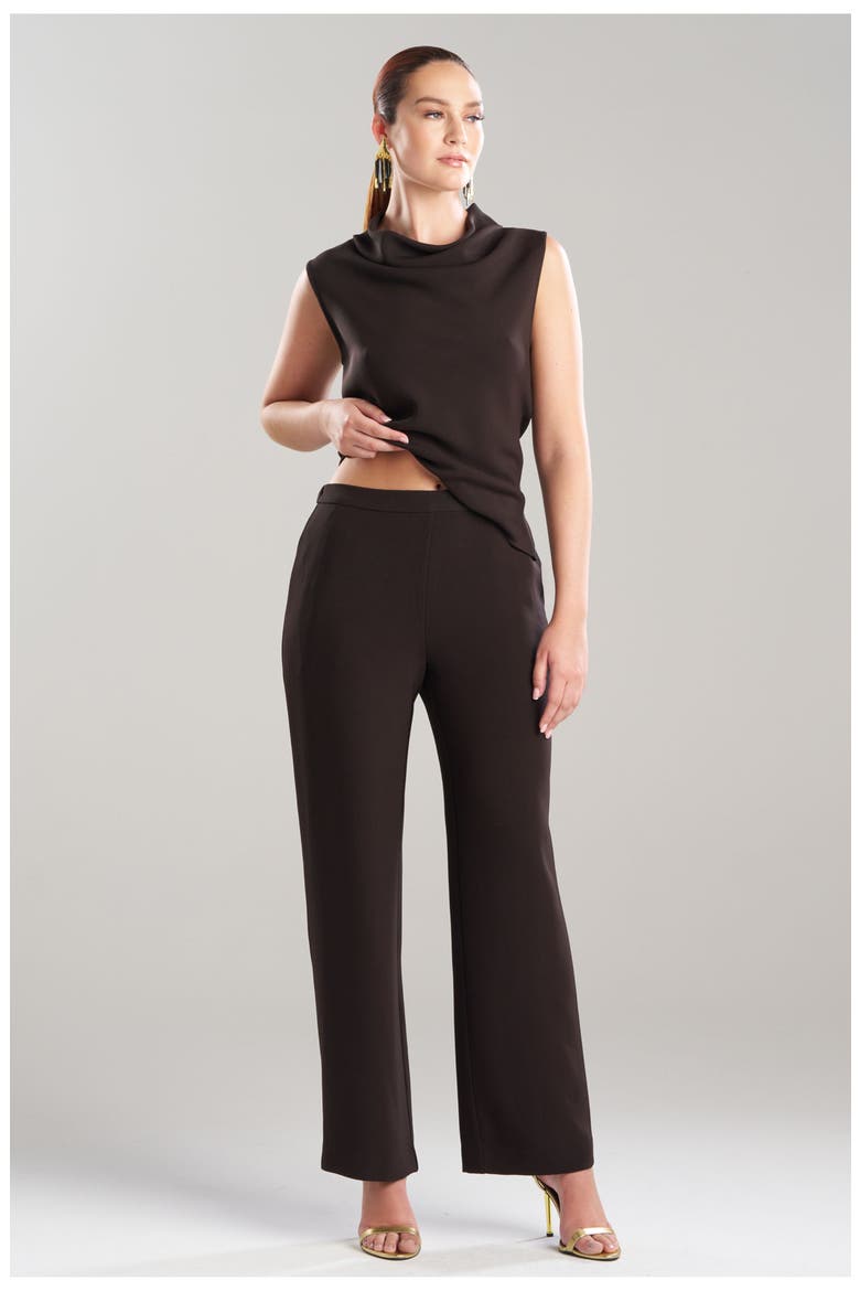 Stretch Crepe Pull On Straight Leg Pant, Main, color, Dk Chestnut