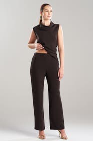 Natori Stretch Crepe Pull On Straight Leg Pant