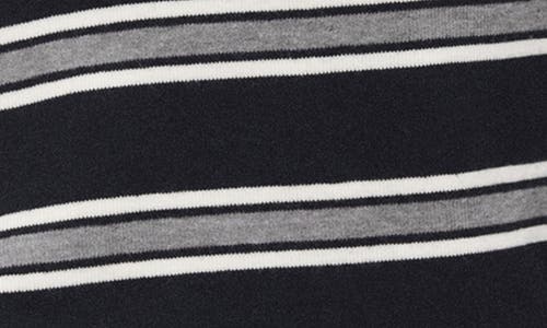 Mango Stripe Long Sleeve Polo In Blue