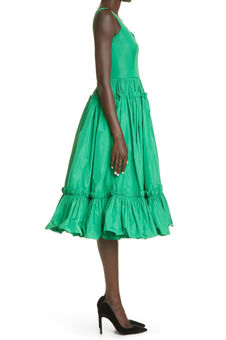 Alexander McQueen Taffeta Fit & Flare Dress, Alternate, color, VERDE