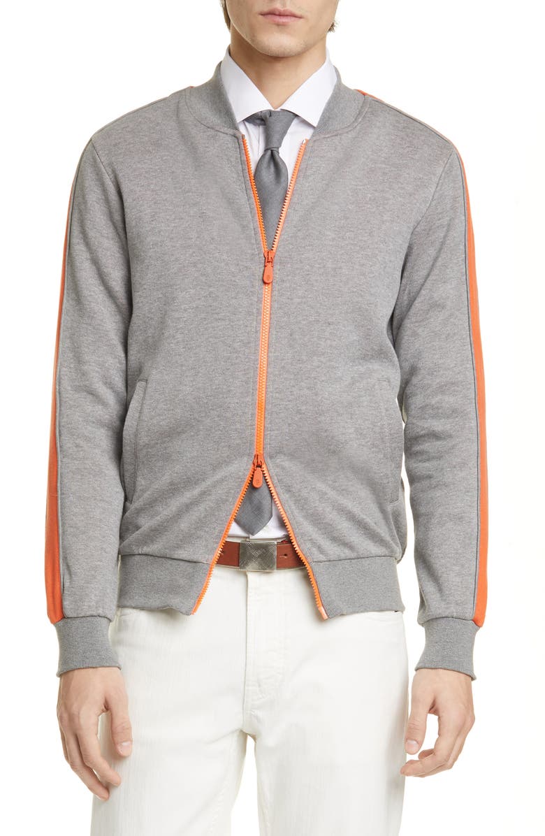 Eleventy Trim Fit Stripe Track Jacket, Main, color, 