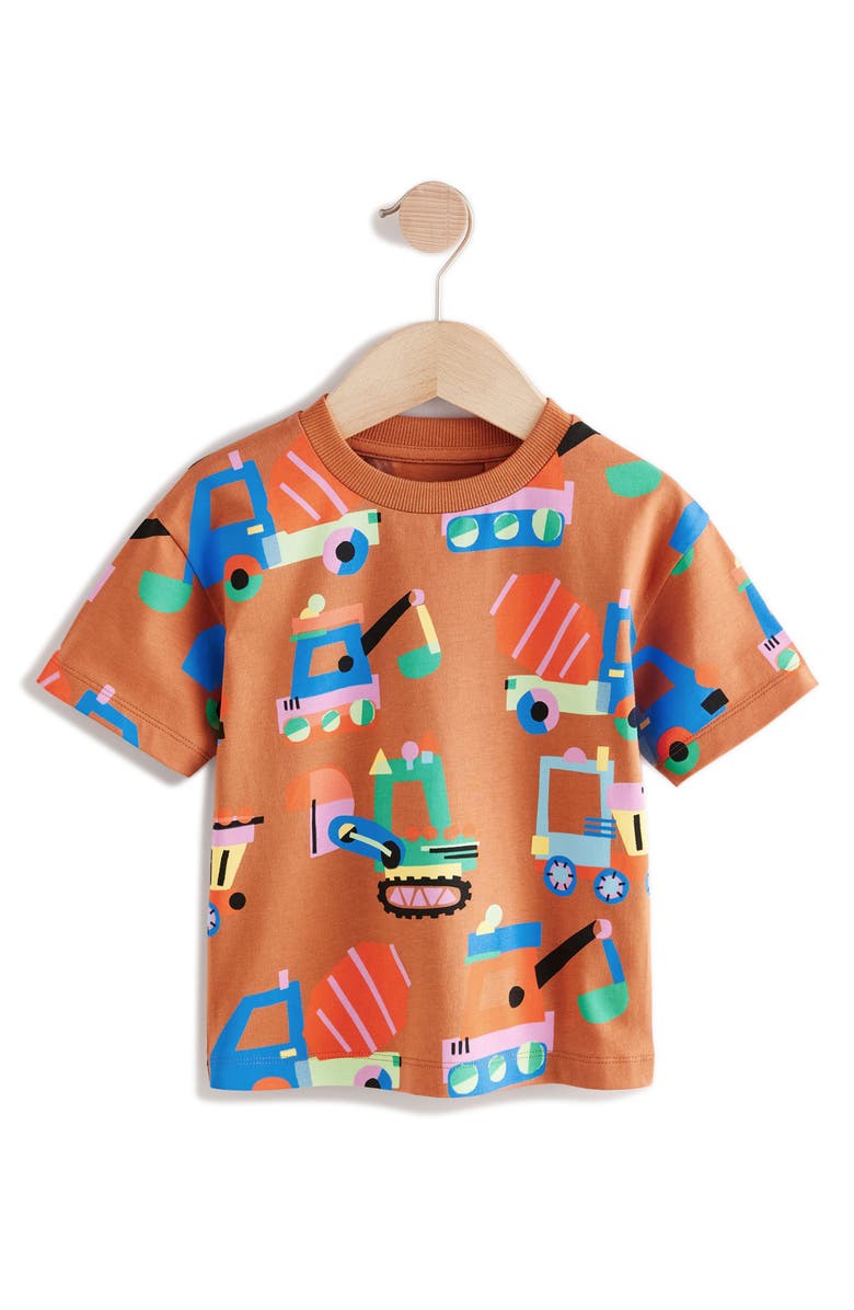 NEXT Kids' Transport Print Cotton T-Shirt, Main, color, Brown