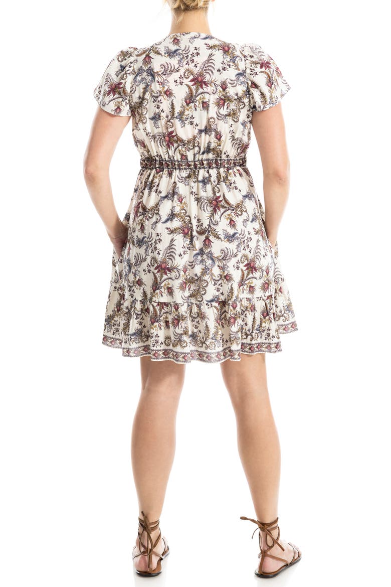 Flutter Sleeve Dress, Alternate, color, IVORY VINTAGE CHINTZ