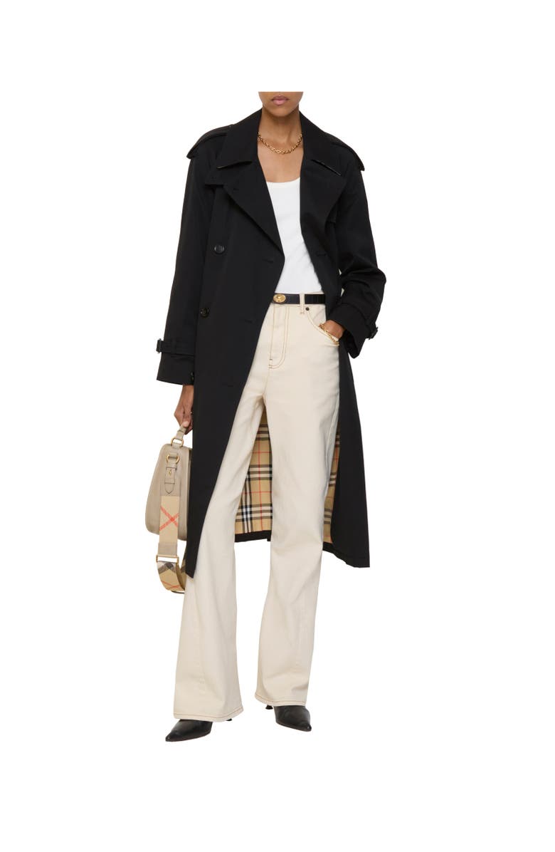 Burberry Long Castleford Trench Coat, Alternate, color, Black
