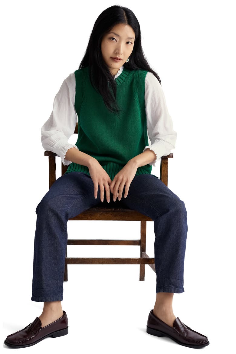 Organic Cotton Sweater Vest, Alternate, color, DARK STEM